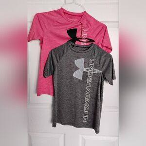 Boys Under Armour One Charcoal Heather /One Red Boys Tee Shirts